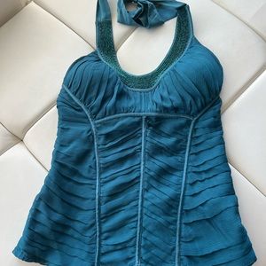 Bebe emerald green silk halter top